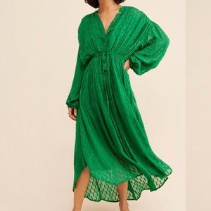 Anthropologie Green Shimmer Dress; NWT size SMALL S